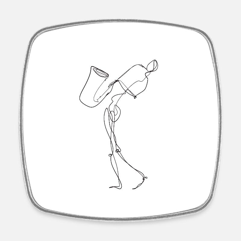 Saxophonist - Viereckiger Kühlschrankmagnet - Weiß