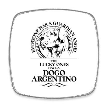 DOGO ARGENTINO Ange Gardien Chien Disant Wilsigns - Magnet carré - blanc - Devant