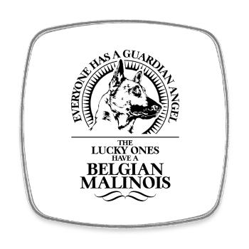 BEGLIAN MALINOIS Guardian Angel Saying Wilsigns - Square fridge magnet - white - Front