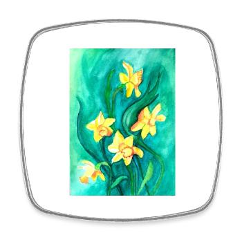 Daffodils - Square fridge magnet - white - Front