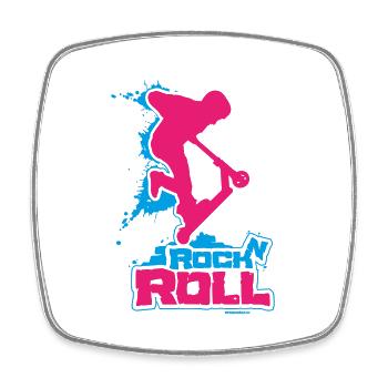Scooter Stunt Roller Rock n Roll - Viereckiger Kühlschrankmagnet - Weiß - Vorne
