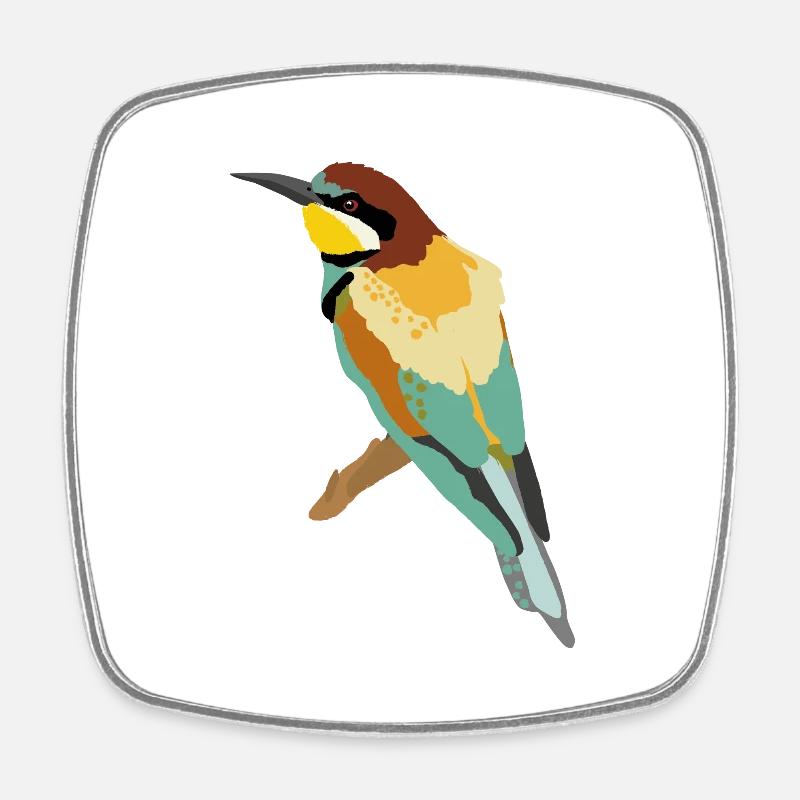 Bee-eater illustration - Square fridge magnet - white