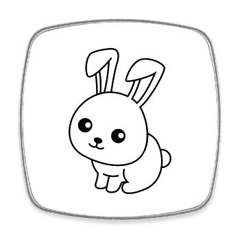 Lapin Comic Animal - Magnet carré - blanc - Devant