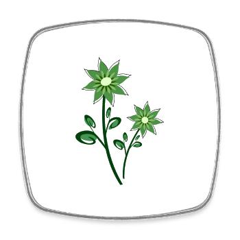 green flowers abstract - Square fridge magnet - white - Front