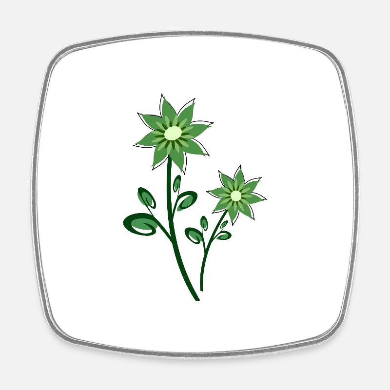 green flowers abstract - Square fridge magnet - white