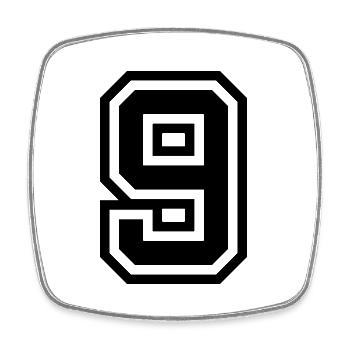 9 Zahl symbol - Viereckiger Kühlschrankmagnet - Weiß - Vorne