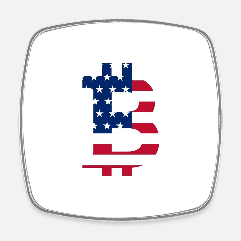 Usa Flag Bitcoin-Bitcoin-Cryptocurrency-Flag - Square fridge magnet - white