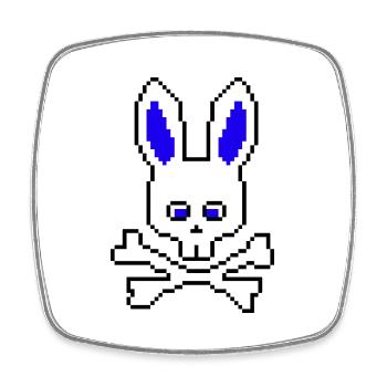 Crâne Lapin Bleu - Magnet carré - blanc - Devant