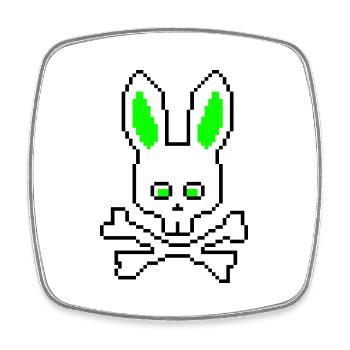 Crâne Lapin Vert - Magnet carré - blanc - Devant