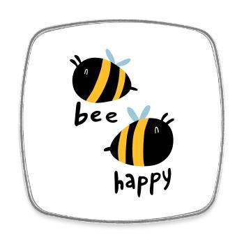 Bee Happy - Magnet carré - blanc - Devant