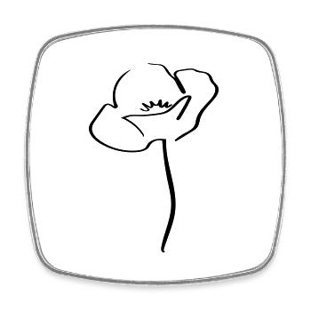 Poppy Line Art - Minimalist - Square fridge magnet - white - Front