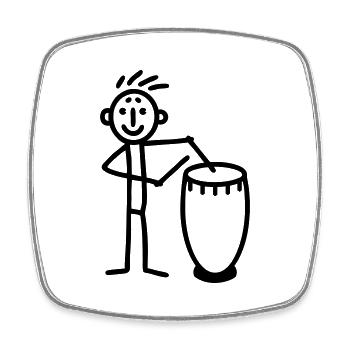 Le batteur joue congas Djembe - Magnet carré - blanc - Devant