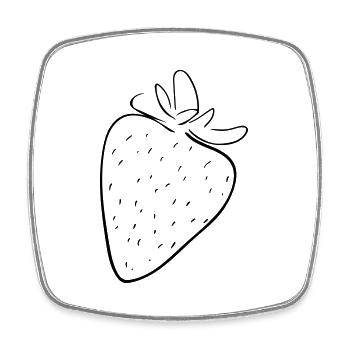 Strawberry Line Art - Minimalist - Square fridge magnet - white - Front