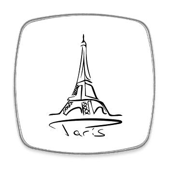 Paris Line Art - Minimalist - Square fridge magnet - white - Front