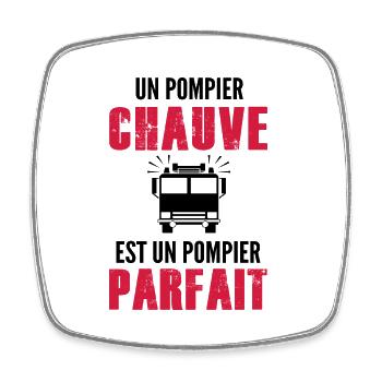 pompier chauve est pompier parfait - Magnet carré - blanc - Devant