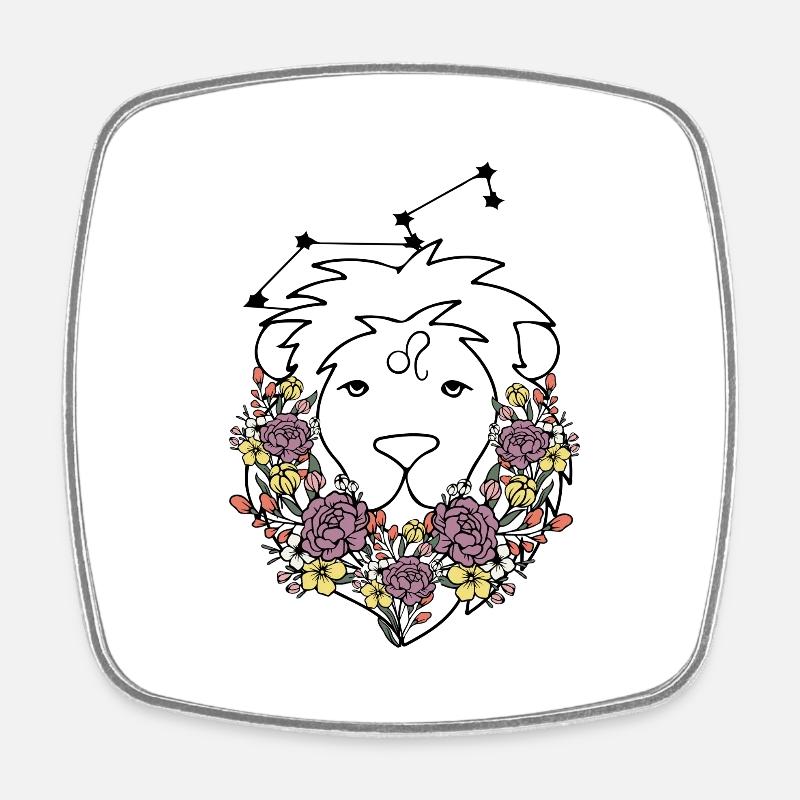 Zodiac Flower Retro - Square fridge magnet - white