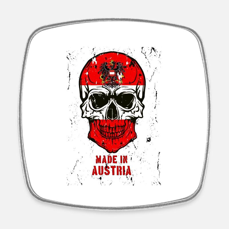 Made in Austria Hell coole-shirts ch/at - Viereckiger Kühlschrankmagnet - Weiß