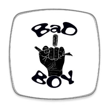 Bad boy with a black hand - Square fridge magnet - white - Front