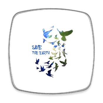save the earth ,earth ,tauben, taube, vögel,erde - Square fridge magnet - white - Front