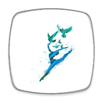 tanz,tänzerin,blau,graffiti,leichtigkeit, vögel - Viereckiger Kühlschrankmagnet - Weiß - Vorne