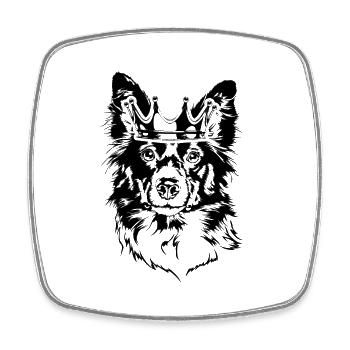 BORDER COLLIE Crown Dog Chiens Wilsigns - Magnet carré - blanc - Devant