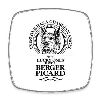 BERGER PICARD Ange Gardien Chien Dicton Chiens - Magnet carré - blanc - Devant