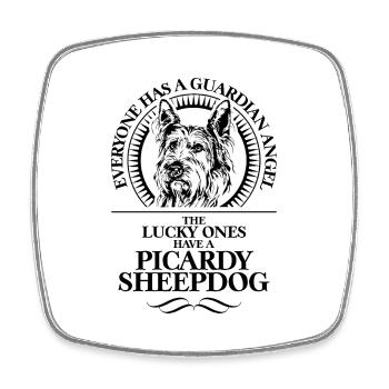 PICARDY SHEEPDOG Guardian Angel Dog Saying Dogs - Square fridge magnet - white - Front