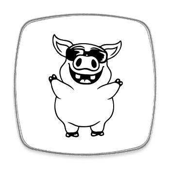Cool Sunglasses Pig Comic - Square fridge magnet - white - Front