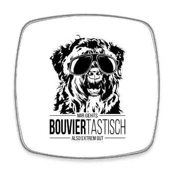 BOUVIERTASTISCH Bouvier des Flandres Hund Wilsigns - Viereckiger Kühlschrankmagnet - Weiß - Vorne