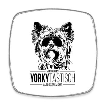 YORKYTASTISCH Yorkshire Terrier Hundespruch Hunde - Viereckiger Kühlschrankmagnet - Weiß - Vorne