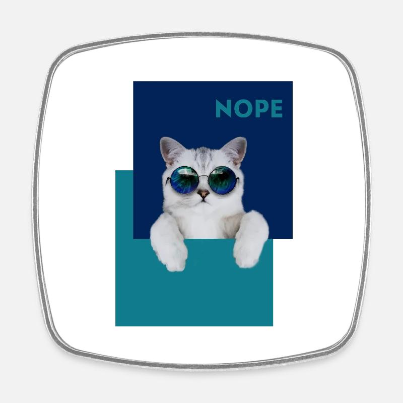 Chat Nope - Magnet carré - blanc
