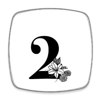 Number 2 - Square fridge magnet - white - Front