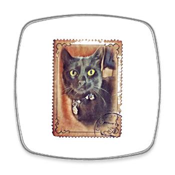 black cat, our darling, Minya 03 - Square fridge magnet - white - Front