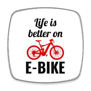 E-Bike Electric-Bike E-Cyclist Bicycling Rider - Square fridge magnet - white - Front