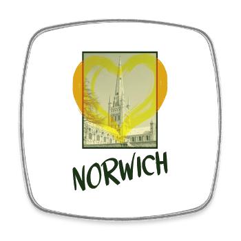 Norwich England City Skyline Heart Love Home - Square fridge magnet - white - Front