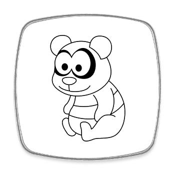 Panda Comic Tier - Viereckiger Kühlschrankmagnet - Weiß - Vorne