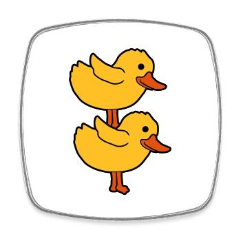 2 poussins empilés l’un sur l’autre - Magnet carré - blanc - Devant