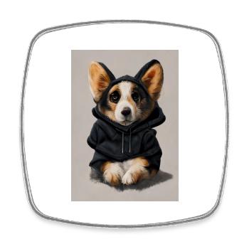 Cute Corgi in Hoodie - Square fridge magnet - white - Front