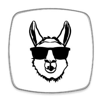 Llama with sunglasses Funny No Drama Llama - Square fridge magnet - white - Front
