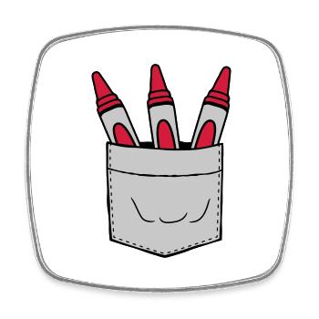 Poche de poitrine emportez des crayons de cire avec vous lors de vos déplacements - Magnet carré - blanc - Devant