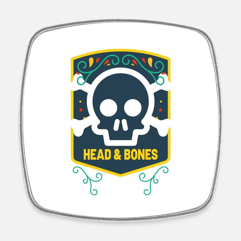 Head and bones - Square fridge magnet - white