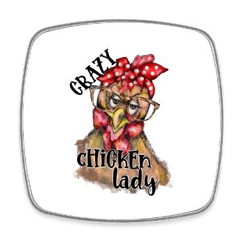 Crazy chicken lady Funny farm design - Square fridge magnet - white - Front