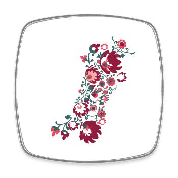 ornamente,blumen,rot,blume,ranke,floral - Viereckiger Kühlschrankmagnet - Weiß - Vorne