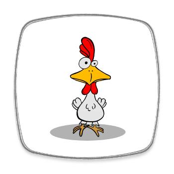 crazy chicken - Square fridge magnet - white - Front