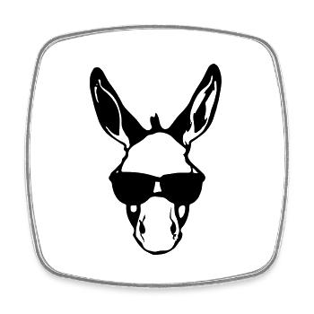 Esel mit Sonnenbrille Lustige Geschenkidee - Viereckiger Kühlschrankmagnet - Weiß - Vorne