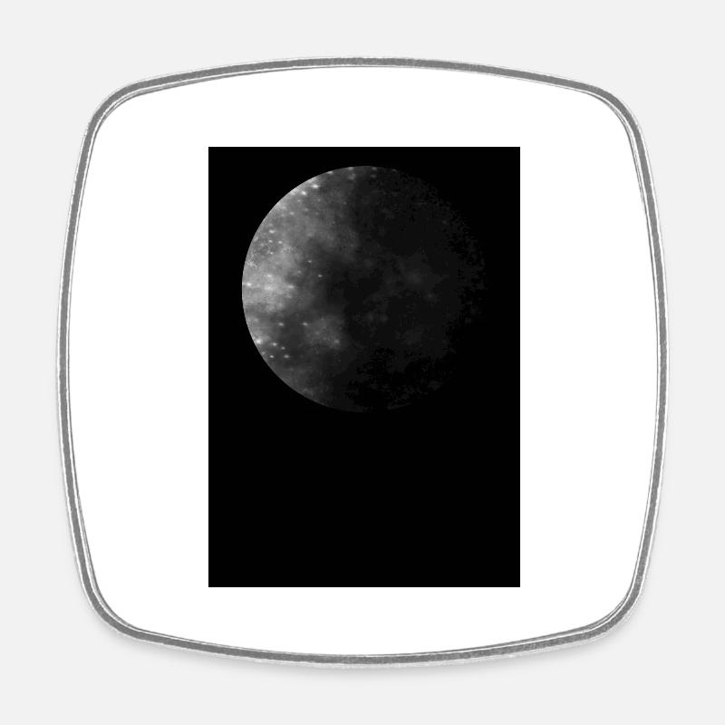 Moon, black background - Square fridge magnet - white