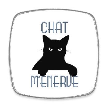 Chat m’énerve - t-shirt drôle petit chat - Magnet carré - blanc - Devant