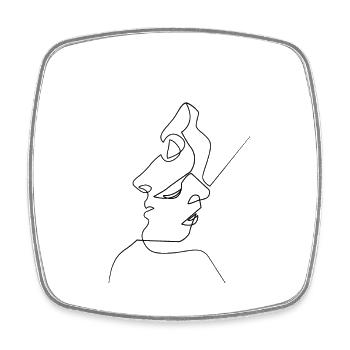 2 Gesichter - Viereckiger Kühlschrankmagnet - Weiß - Vorne