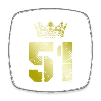 51 Zahl Krone - Viereckiger Kühlschrankmagnet - Weiß - Vorne