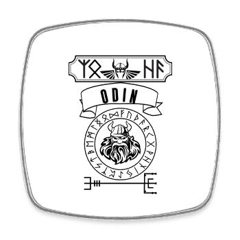 Vikings Wikinger Odin Krieger Rune Schwarz - Viereckiger Kühlschrankmagnet - Weiß - Vorne